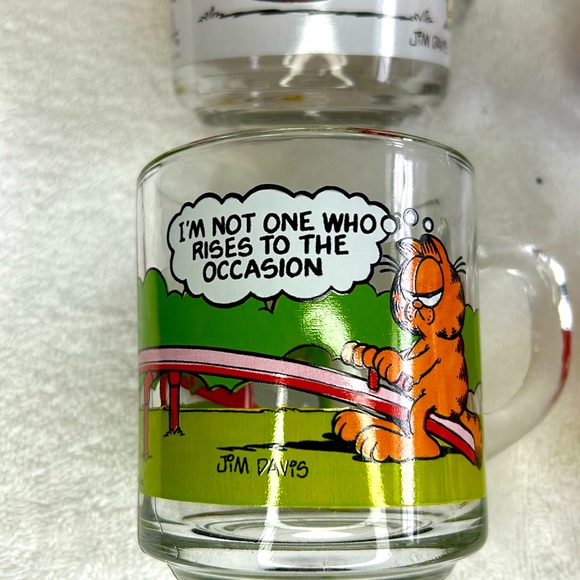 Vintage 1978 McDonald's Set of 4 Garfield/ Odie Glass Cups Mugs Jim Davis Anchor - Picture 2 of 11
